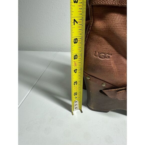 UGG Australia Women's Size 7 Brown Lizard Embossed Leather Ankle Boots See Note - Picture 6 of 16